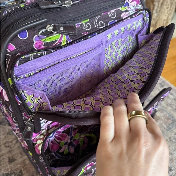 Vera Bradley Retired "Purple Punch" Purple Floral Suitcase - Purple, Brown - Picture 5 of 16